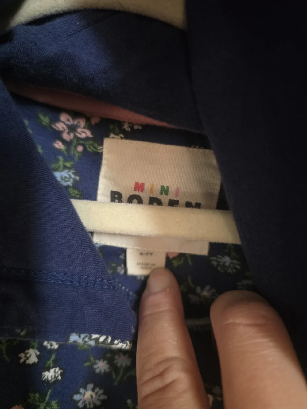 Mini Boden Navy Floral Hooded Sweatshirt